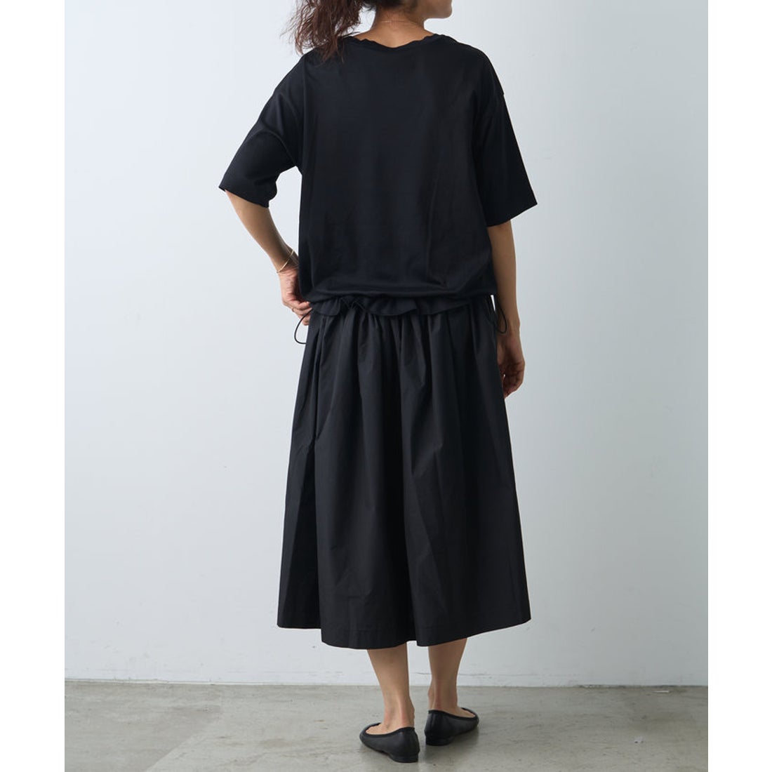 ビアズリー BEARDSLEY ドロストTワンピース （black） -靴 