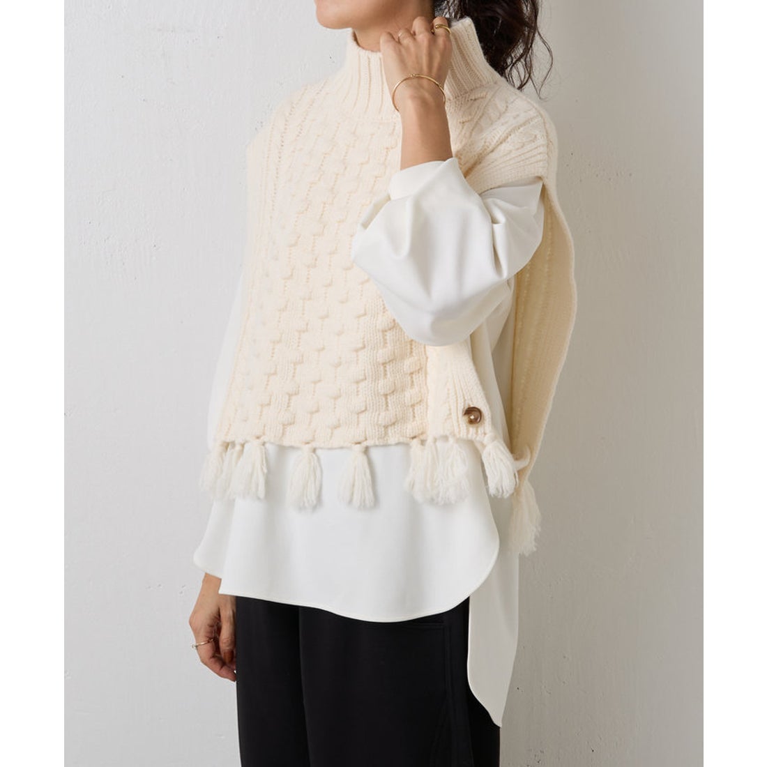ビアズリー BEARDSLEY フリンジニットベスト （offwhite 