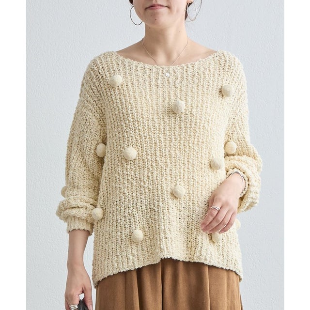 ポンポンニットプルオーバー （ivory）