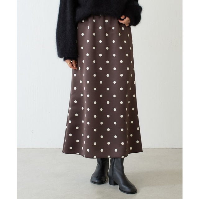 ドットサテンマーメイドスカート （brown）