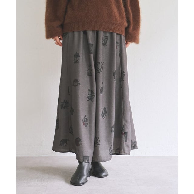 モチーフプリントサルエルバギー （gray）
