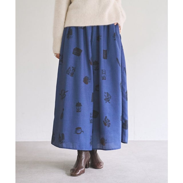 モチーフプリントサルエルバギー （blue）