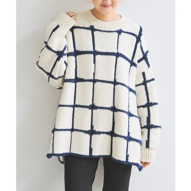 チェックジャガードリバーシブルプルオーバー （white）
