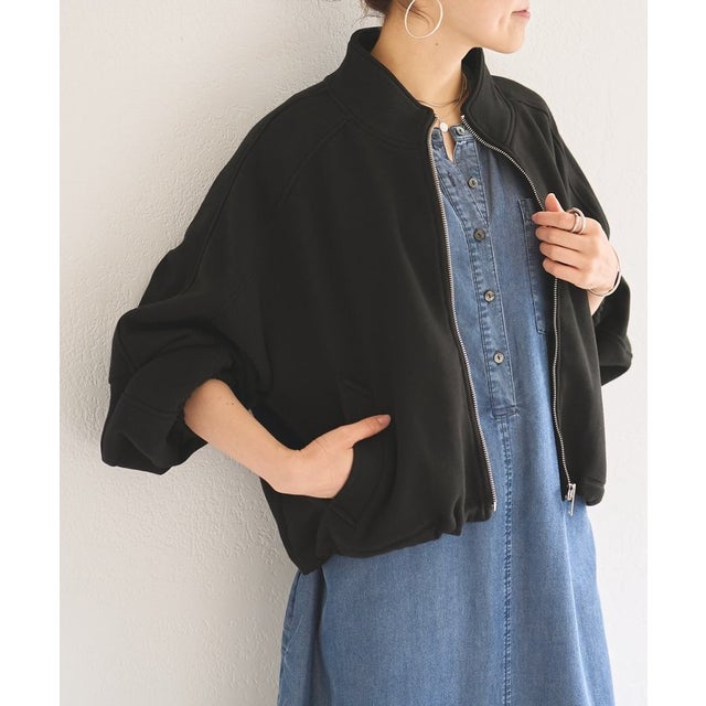 ハイネックフレンチテリージップアップ （black）