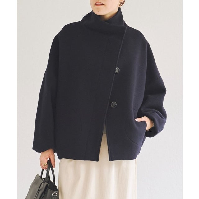 ワイドネックミディコート （navy）