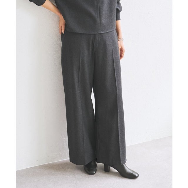ウールワイドパンツ《LIVETRT》【セットアップ】 （charcoal）