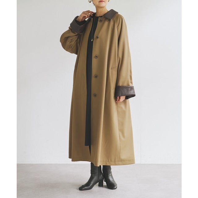 レザーコンビウールギャバテントコート《15 quinze》 （camel）