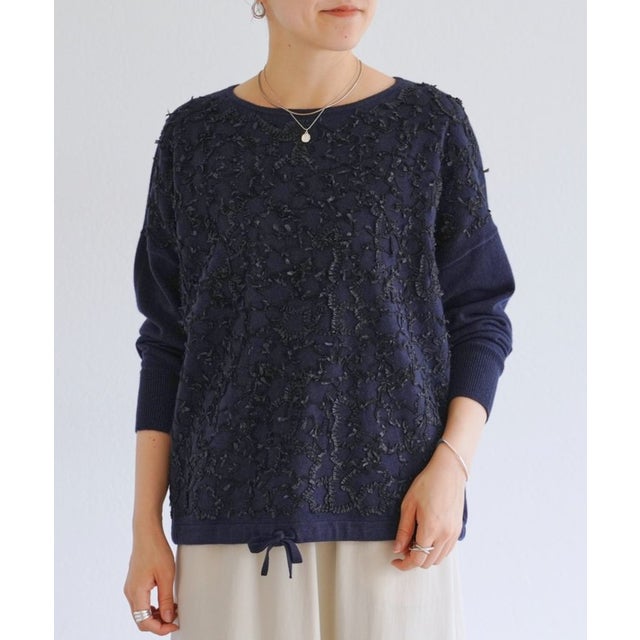 星刺繍ニットプルオーバー （navy）