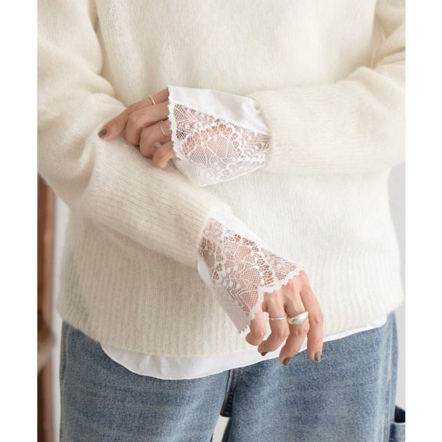 袖口レースカットソー （white）