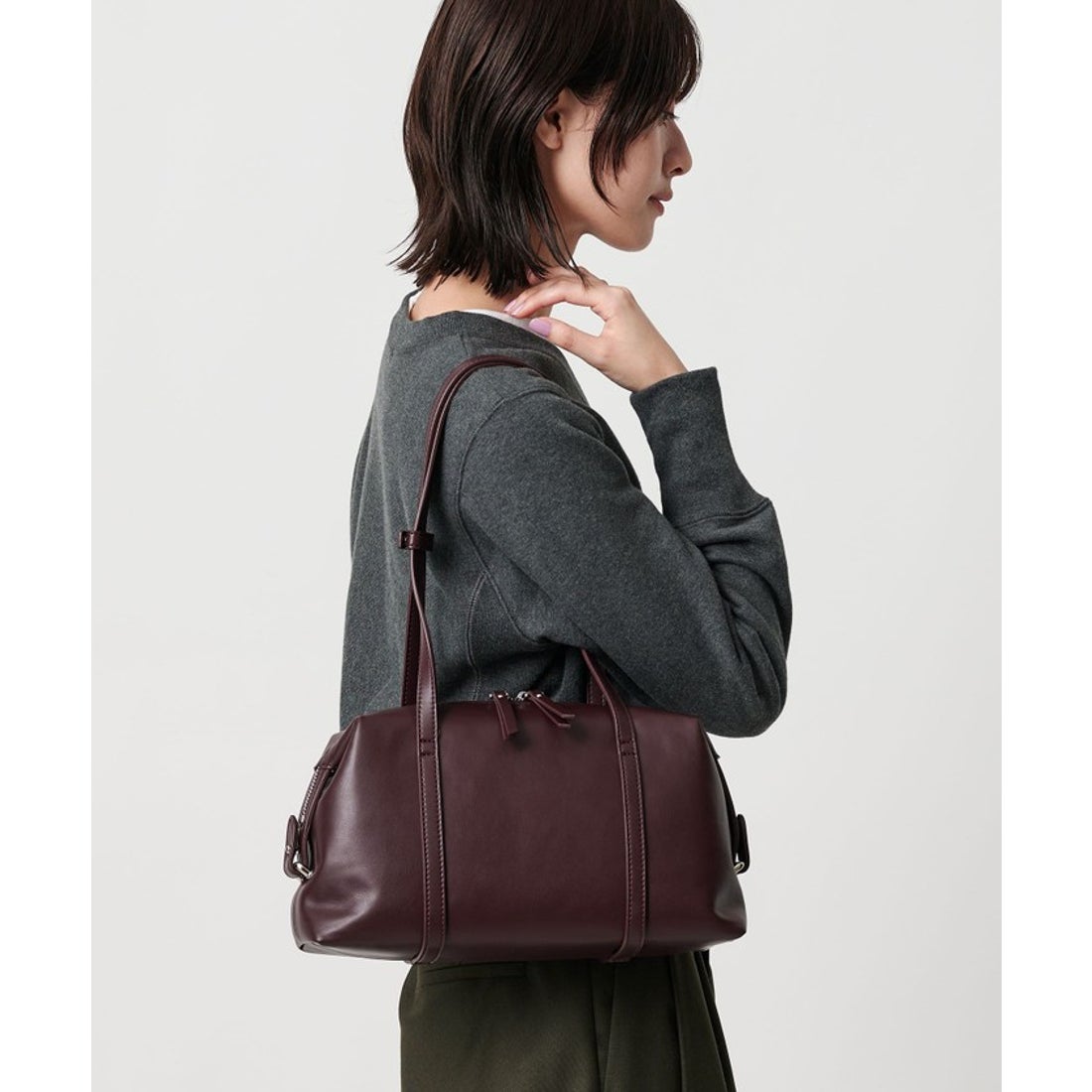 BEAUTY&YOUTH UNITED ARROWS レザーライク ジップ スクエア ボストンバッグ （WINE） - ファッション通販 ...