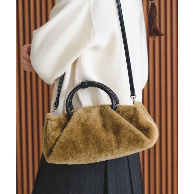 ファーライク 2WAY スクエア トートバッグ （BEIGE）