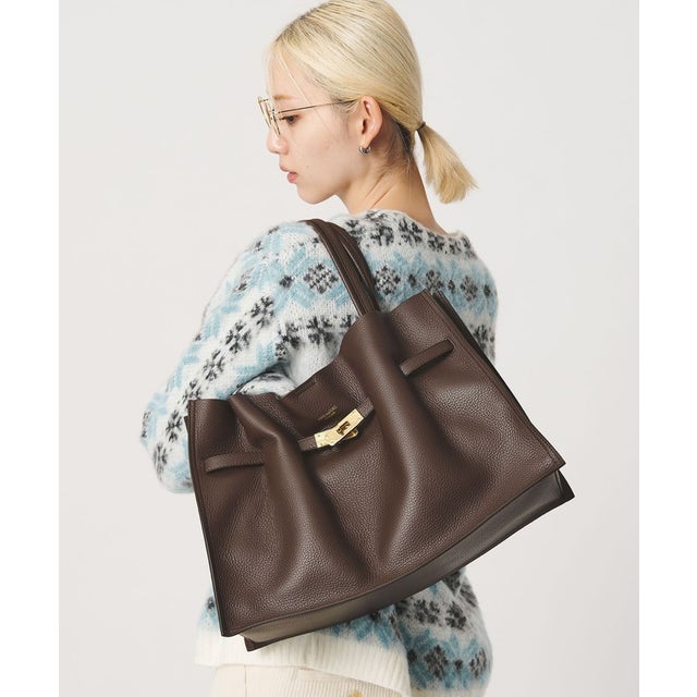 ＜VIOLAd’ORO＞TRERO レザー トートバッグ L （DK.BROWN）