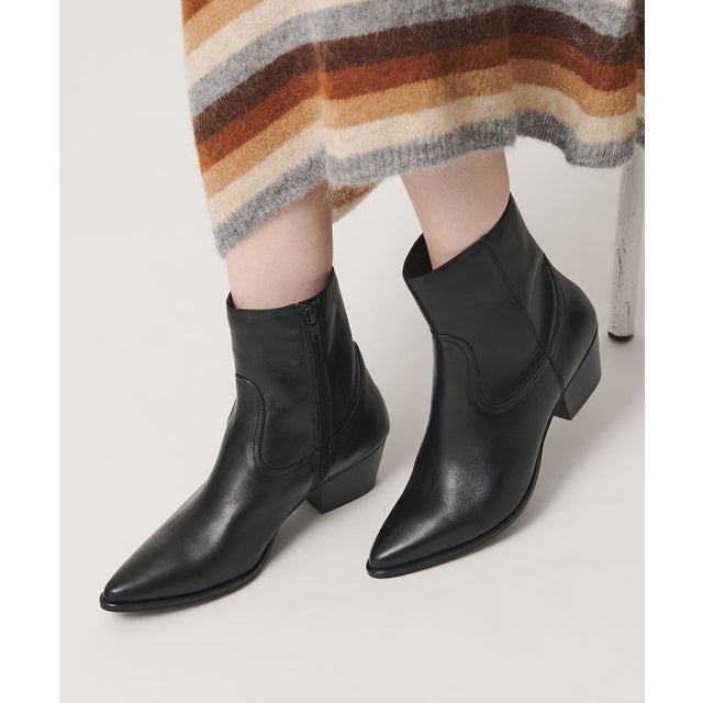 ＜CORSO ROMA 9＞ウェスタン ショートブーツ （BLACK）