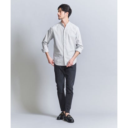 【WEB限定 WARDROBE SMART】コットン バンドカラー スキッパー シャツ （BLACK）｜詳細画像