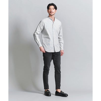 【WEB限定 WARDROBE SMART】コットン バンドカラー スキッパー シャツ （BLACK）｜詳細画像