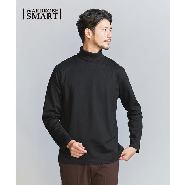 【WEB限定 WARDROBE SMART】 クリア ガスコットン タートルネック カットソー【抗菌・防臭】 （BLACK）