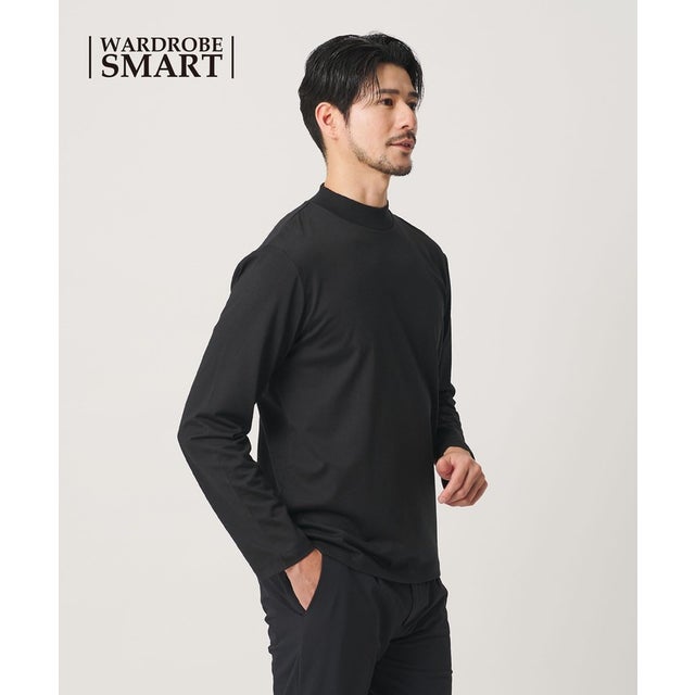 【WEB限定 WARDROBE SMART】クリア ガスコットン モックネック カットソー【抗菌・防臭】 （BLACK）