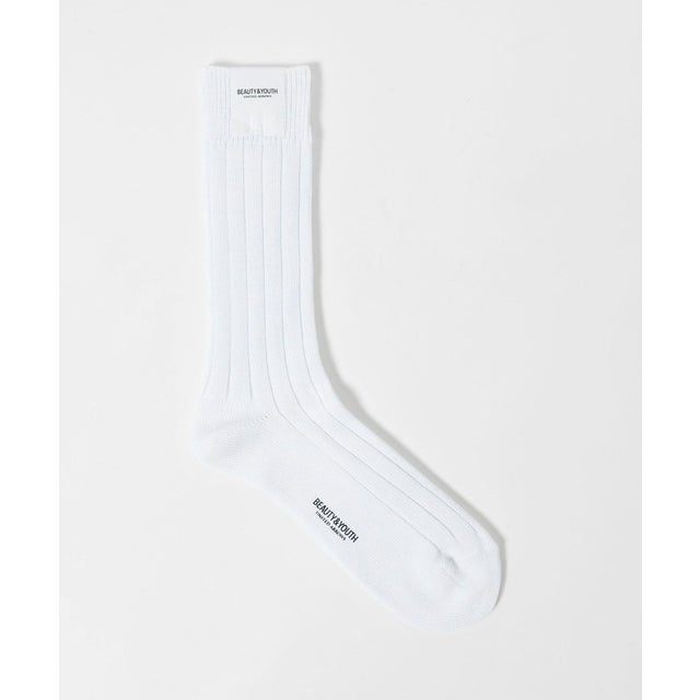 シルケット リブ レギュラー ソックス （WHITE）