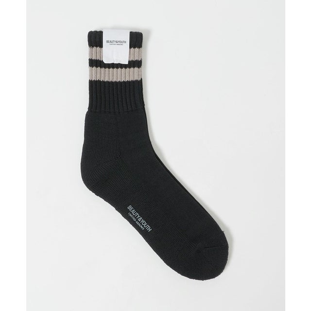 2ライン パイル クルー ソックス （BLACK）