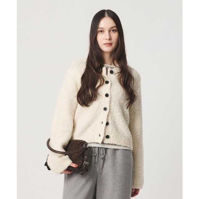 アルパカブレンド ブークレ ニットカーディガン （OFF WHITE）