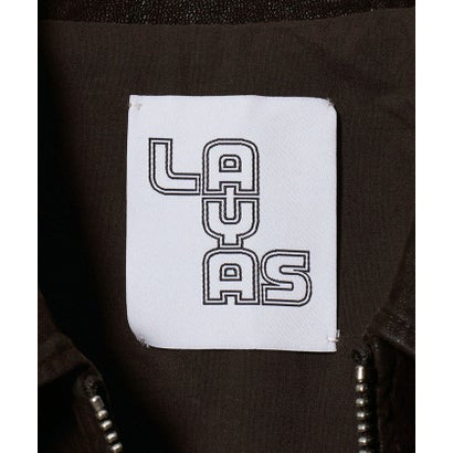 ＜LAYAS＞レザーライク ジップ ブルゾン （DK.BROWN）｜詳細画像