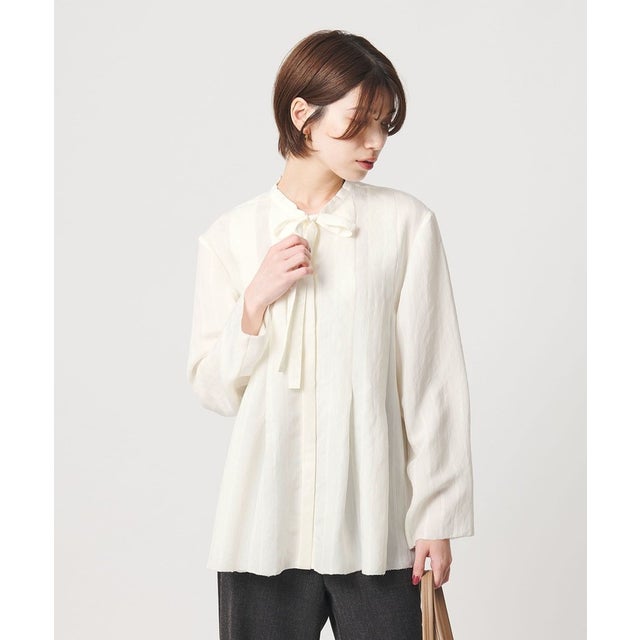 レーヨンポリエステル タイ タックシャツ （OFF WHITE）