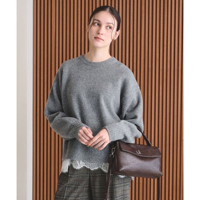 ウールカシミヤ アクア クルーネックニット （MD.GRAY）｜詳細画像