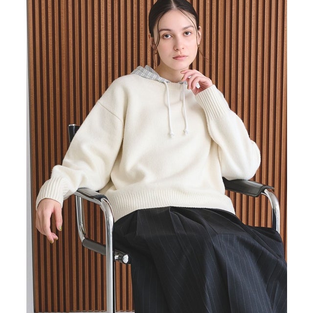 ウールカシミヤ アクア クルーネックニット （OFF WHITE）