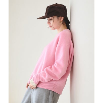 ウールカシミヤ アクア クルーネックニット （PINK）｜詳細画像