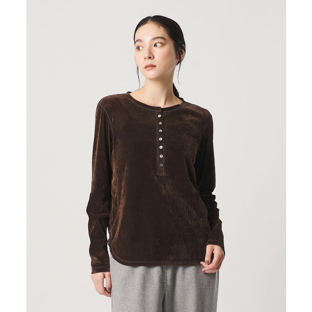 フロッキーチュール ヘンリーネック カットソー （DK.BROWN）