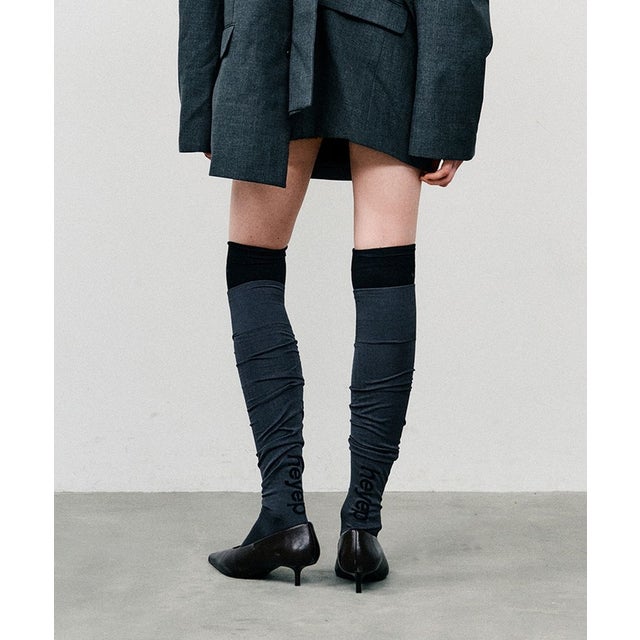 ＜heyep＞レイヤード オーバーニー ソックス/2P （BLACK）