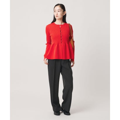 【WEB限定 Wardrobe DAILY MINIMAL】ペプラム2WAY リブニットプルオーバー ウォッシャブル （RED）｜詳細画像