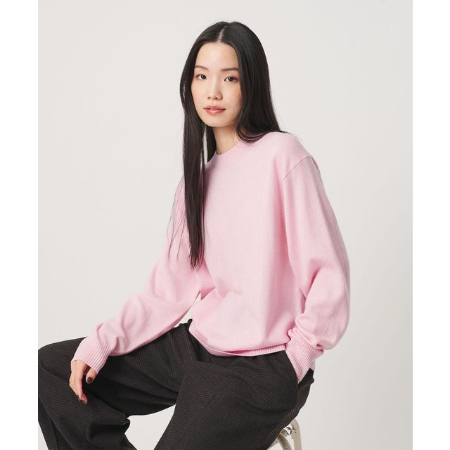 ウールカシミヤ天竺 クルーネック ニットプルオーバー ウォッシャブル （PINK）
