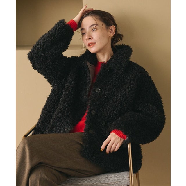 BY PE CURLY/FUR JKT （BLACK）