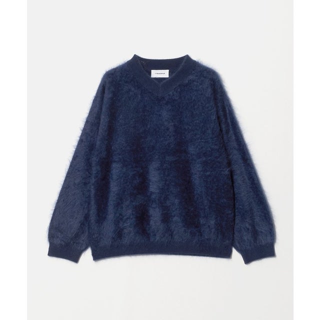 カシミヤ Vネック ニットプルオーバー （NAVY）