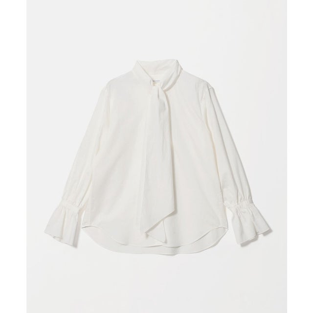 コットン ボウタイ ギャザーカフス シャツ （OFF WHITE）