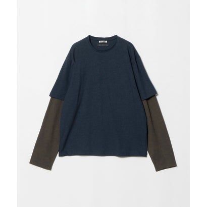 ＜coor＞レイヤード ミックス ロングスリーブTシャツ （NAVY）｜詳細画像