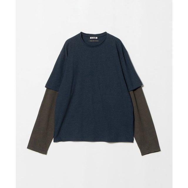 ＜coor＞レイヤード ミックス ロングスリーブTシャツ （NAVY）