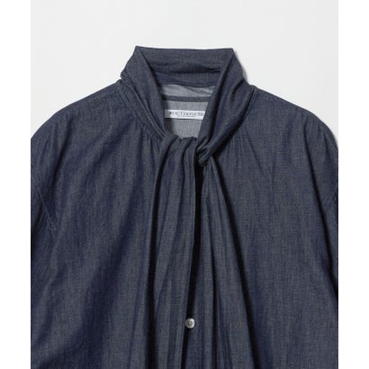 デニム ボウタイ ギャザーカフス シャツ （NAVY）｜詳細画像