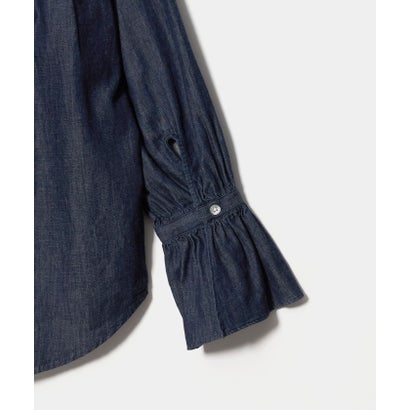 デニム ボウタイ ギャザーカフス シャツ （NAVY）｜詳細画像
