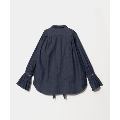 デニム ボウタイ ギャザーカフス シャツ （NAVY）｜詳細画像