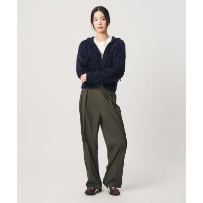 ナイロンブレンド フェザーニット ジップフーディ （NAVY）｜詳細画像