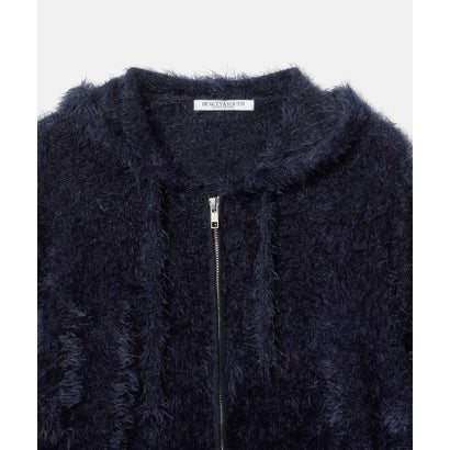 ナイロンブレンド フェザーニット ジップフーディ （NAVY）｜詳細画像