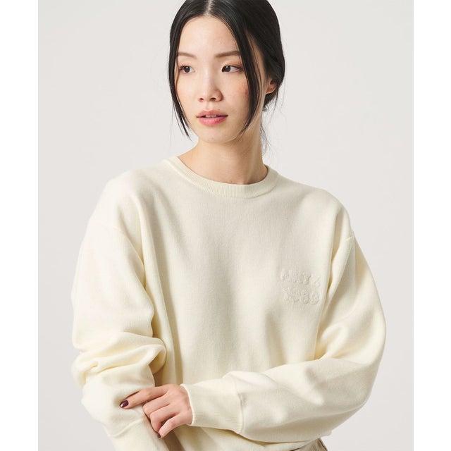 ロゴクルーネック ニットプルオーバー ウォッシャブル （OFF WHITE）