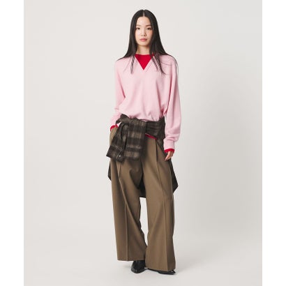 ウールカシミヤ ２トーン レイヤード ニットプルオーバー （PINK）｜詳細画像