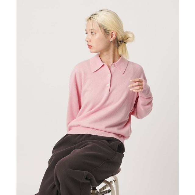 ウールカシミヤ ポロニット ウォッシャブル （PINK）