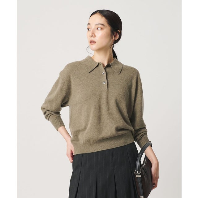 ウールカシミヤ ポロニット ウォッシャブル （OLIVE）