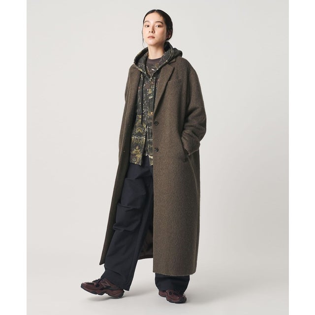 ウールアルパカブレンド シャギー ロングコート （OLIVE）