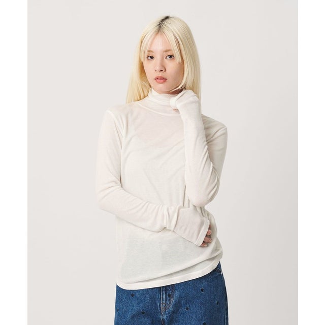 セルロースブレンド テレコ タートルネック カットソー （OFF WHITE）