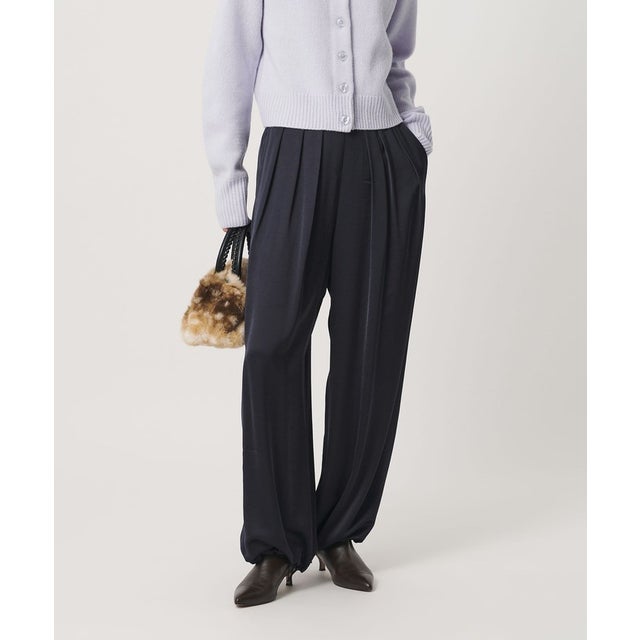 サテン ドローストリング バックゴムパンツ ウォッシャブル （NAVY）